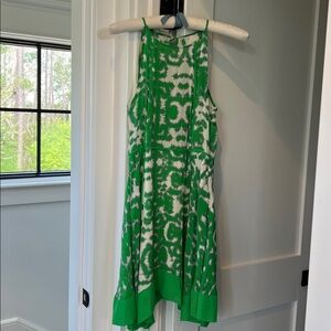 Silk hankerchief Green and White Patterned Dress